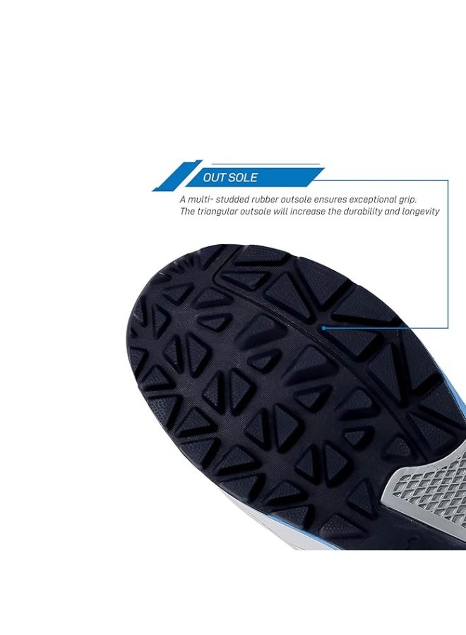 إس جي أحذية كريكيت SG Scorer 6.0 أبيض أزرق أسود مقاس UK10/US11/EU44، حذاء رياضي تنفسي من الشبك مع إطلالة مطاطية للرجال والأولاد - Image 5